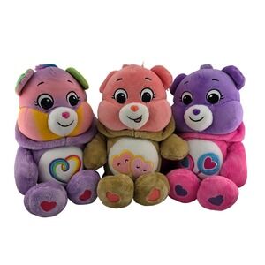 Care Bears Hoodie Friends Set of 3 Plush Togetherness Share‎ Love A Lot Preowned